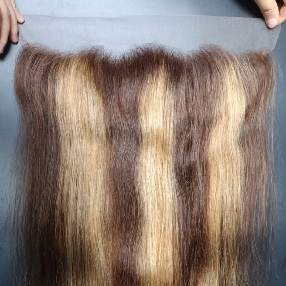 P427 العسل شقراء تسليط الضوء على مستقيم 13x4 الدانتيل الشفاف أمامي الشعر البشري أومبير الملونة كامل نهاية البرازيلي عذراء الشعر 150%