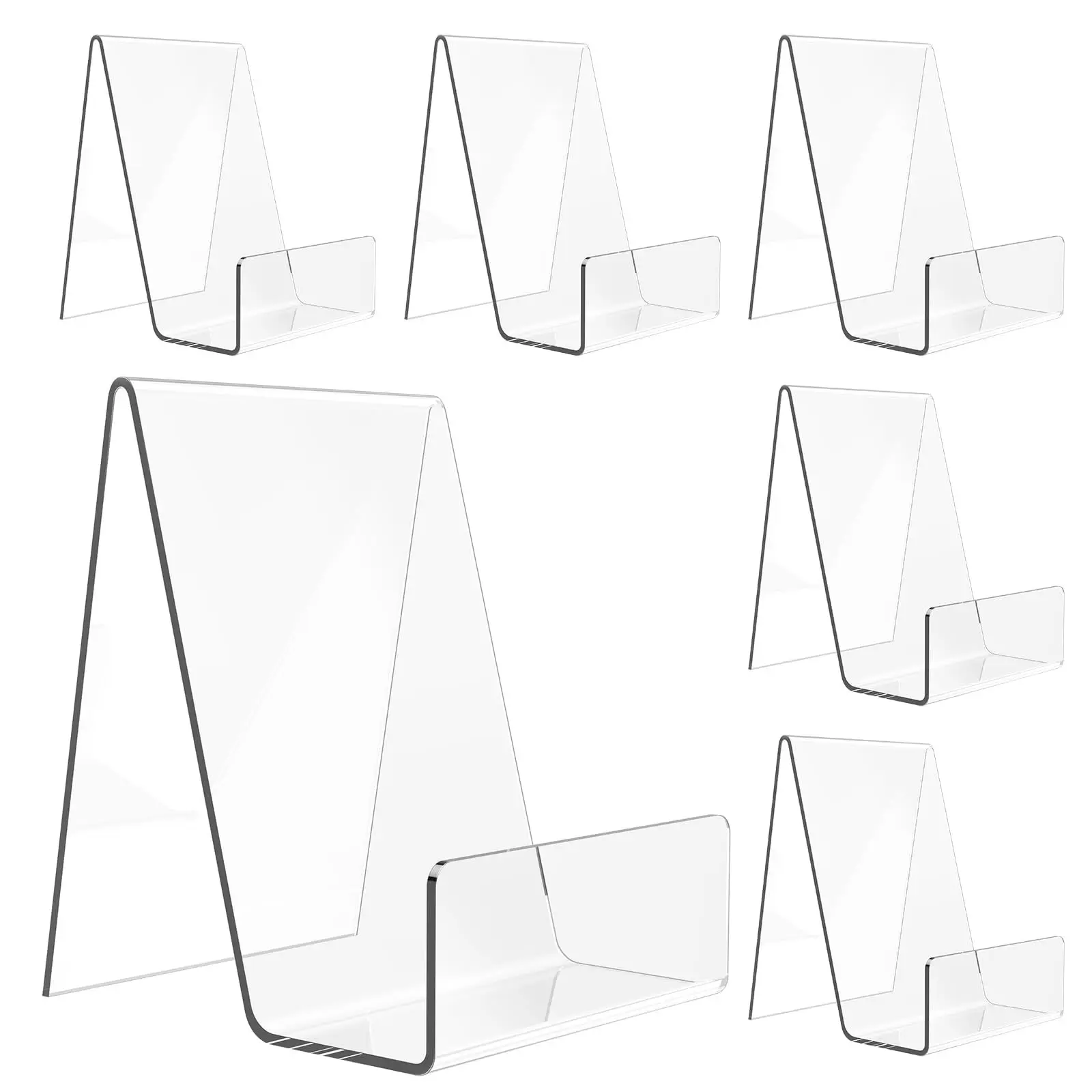 Plastic Book Stand Clear Display Easel Stand Transparent Tablet Phone Holder Photo Sign Brochure Display Rack for Shop Home