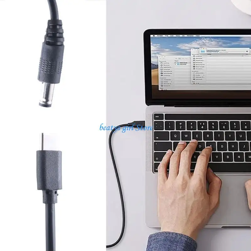 

C7AB 3.7ft USB C to DC5525 Power Cable Voltages Adjustable 5V-9V-12V-15V-20V 3A Charging Cord Wire for LED Light Speaker