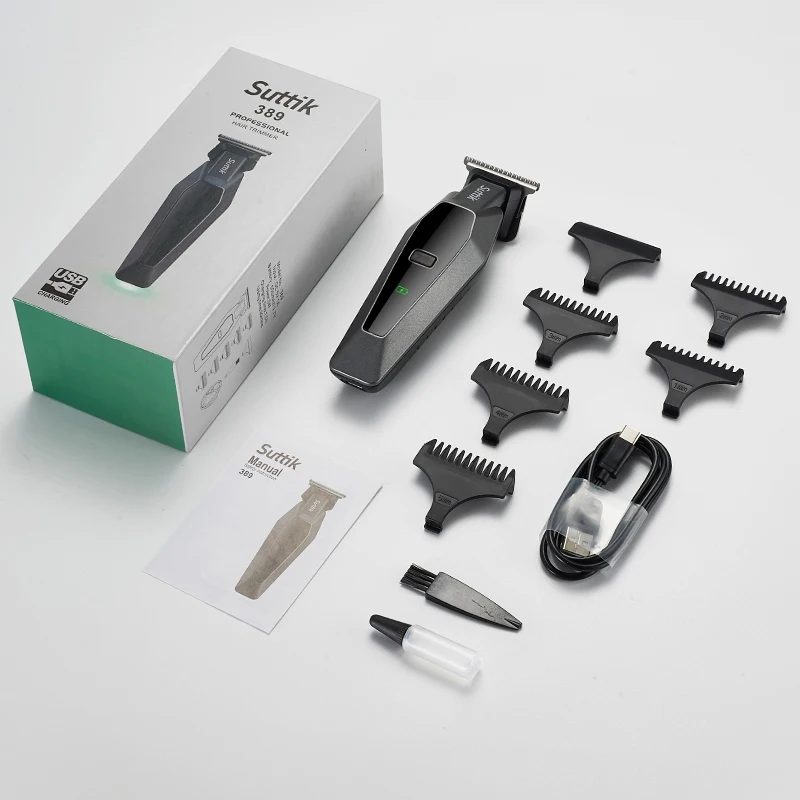 صالون الحلاقة Resuxi 389 يستخدم ماكينة تشذيب الشعر الاحترافية على شكل حرف T مع 5 أمشاط قابلة لإعادة الشحن للرجال