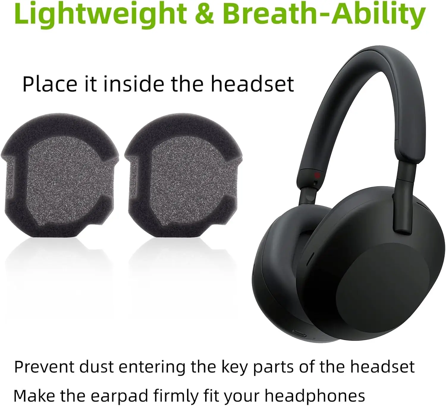 WH-1000XM5  Ear Pad Cushions Replacement Noise Isolation Ear Covers Compatible with Sony WH1000XM5 Wireless Noise Canceling Over