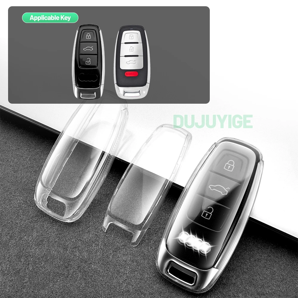 Clear TPU Car Key Case For Audi Q4 e-tron 2021-2026 Key Fob Cover Protector Shell Auto Accessories 2022 2023 2024 2025