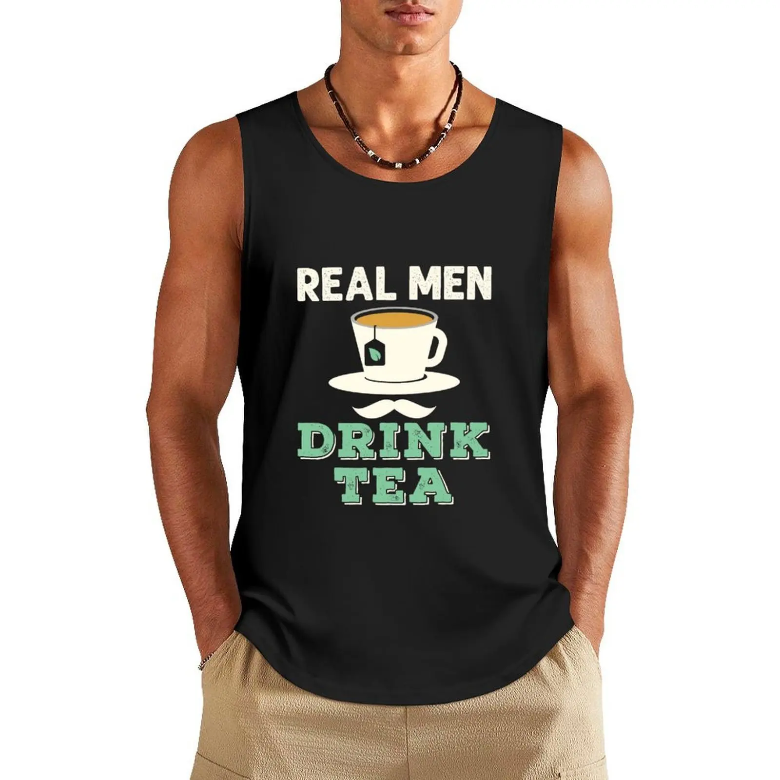 

Real Men Drink Tea Tank Top gym wear men sports clothes for men gym t-shirts Clothing