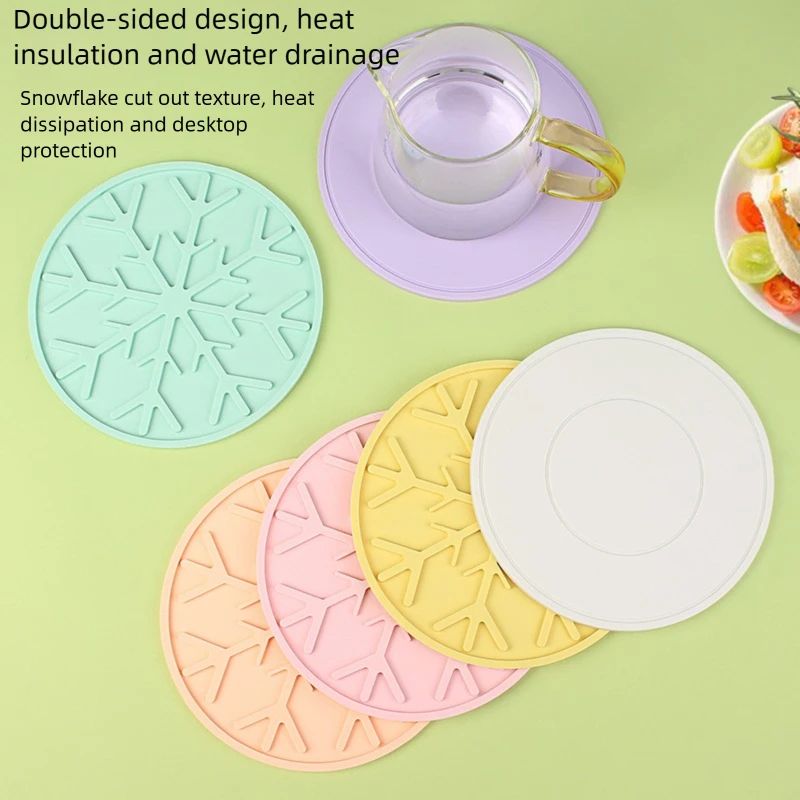 Double Sided Heat Resistant Table Mat Snowflake Shape Christmas Decorative Placemat Non-slip Kitchen Dining Pad for Food Safety