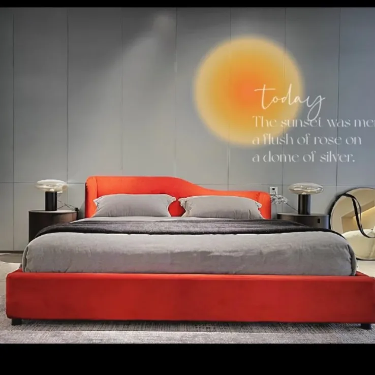 Italian minimalist fabric bed minimalist style creative modern light luxury Nordic villa master bedroom soft package wedding bed