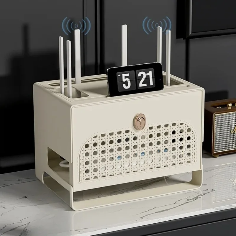 

Router Storage Box Space Saving Wireless WIFI TV Set Top Case Cable Socket Plastic Container Desktop Organization Home Accessory