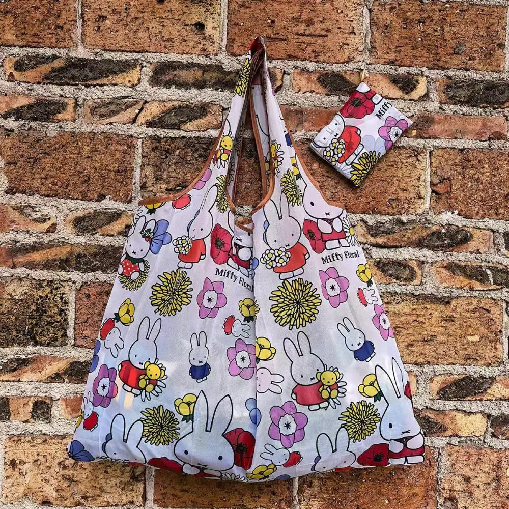 Kawaii Miffy Rabbit Supermarkt-Einkaufstasche, Cartoon-Oxford-Stoff, wasserdicht, große Kapazität, faltbar, tragbar, Reise-Aufbewahrungstasche – Detail 4