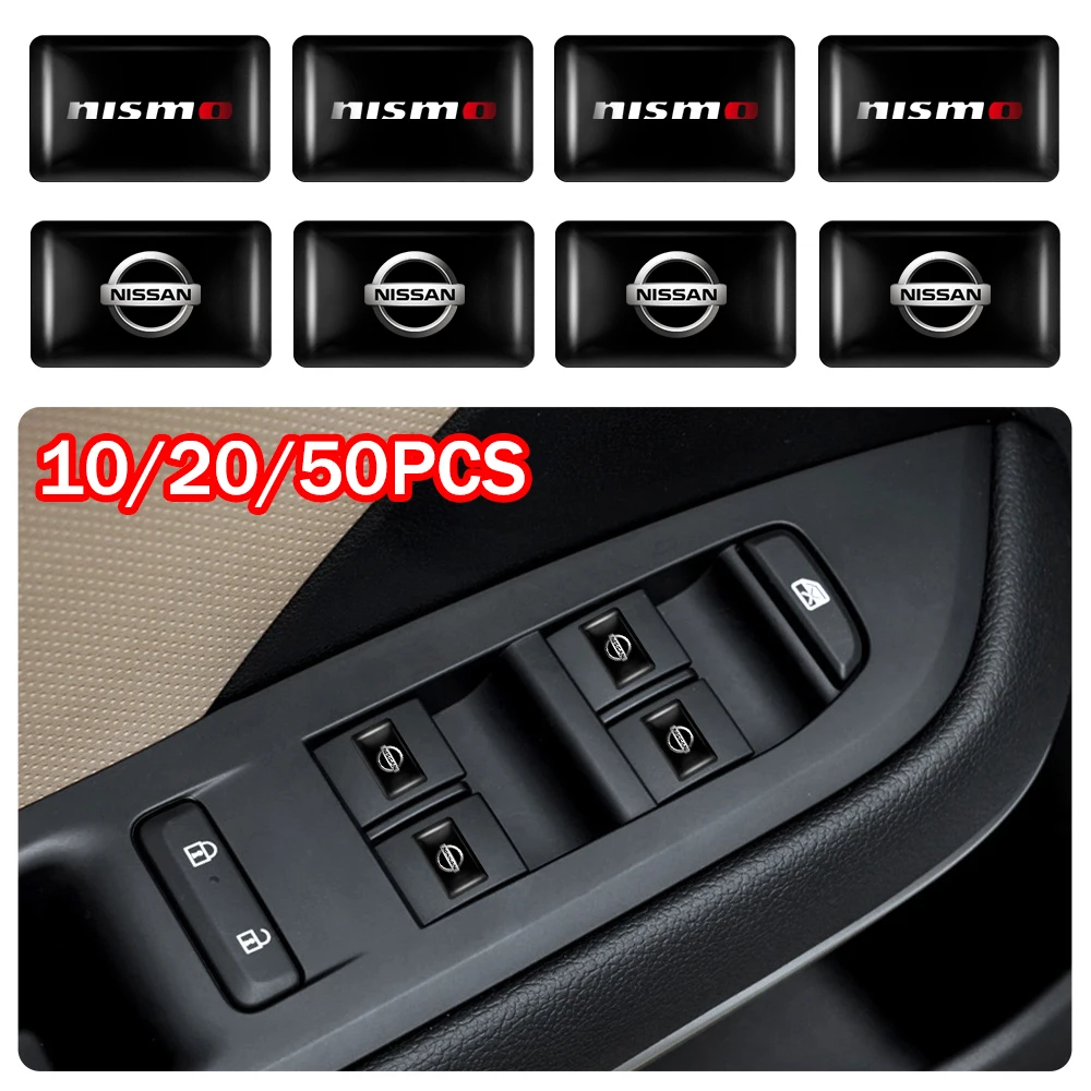 10/20/50Pcs Car Styling 3D Epoxy Stickers Auto Interior Decoration Decals For Nissan Nismo Tiida Teana GTR 350Z 370Z 240SX Juke