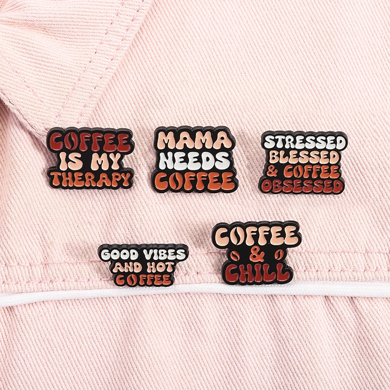 Good Vibes und Hot Coffee Emaille-Anstecknadeln, lustige Zitate, Kaffee ist meine Therapie, Mama braucht Kaffee-Broschen, Anstecknadel, Schmuck, Geschenke