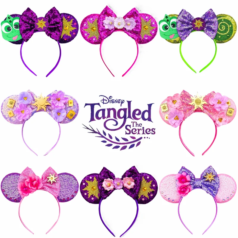 

Disney Rapunzel Ears Headbands For Girls Baby Chameleon Tangled Hairbands Women Sunflower Bow Hair Accessories Adult Party Gifts