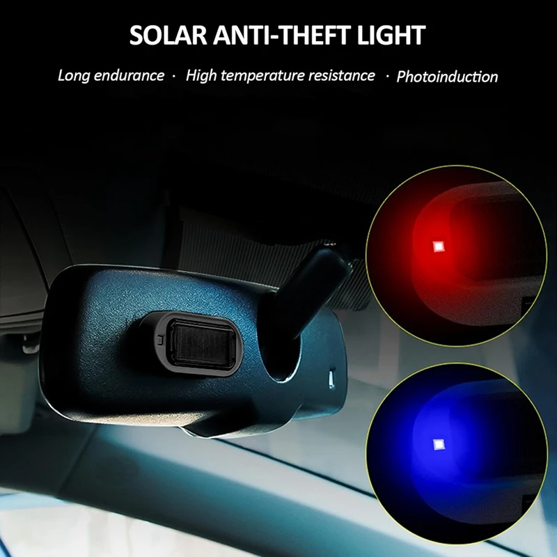 Super Sale Solar-Powered Car Security Light, Simulated Dummy Alarm, Anti-Theft Warning LED Flashing Lamp, Caution Light 2pcs