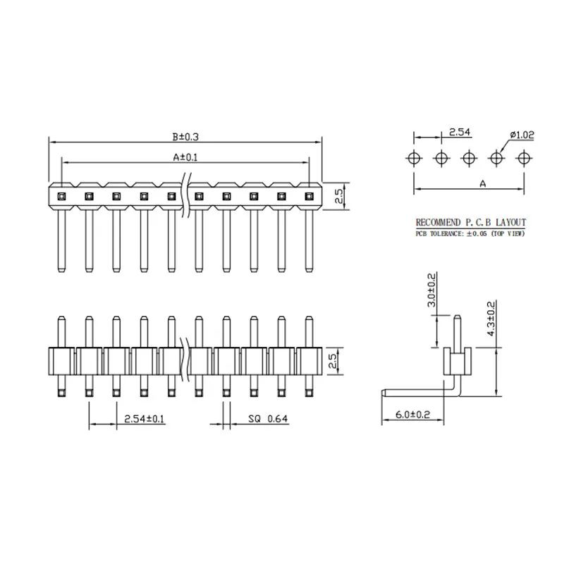 10pcs 1x 40 Spille 2.54 millimetri Angolo Retto A Fila Singola Spille del Connettore Maschio a 90 gradi Connettore Ago