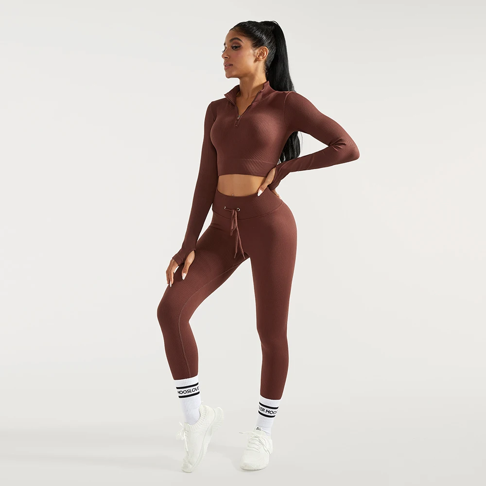 Women's Tracksuit Seamless Long Sleeve Yoga Set Workout Sportswear High Waist Leggings Gym Clothings Fitness Sports Suits