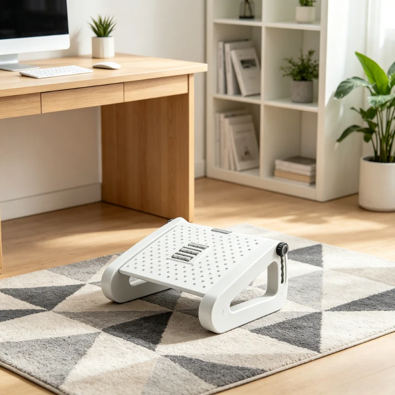 

Home office ergonomic foot rest, adjustable height under desk design, portable stool for cozy sitting and daily body relaxationv