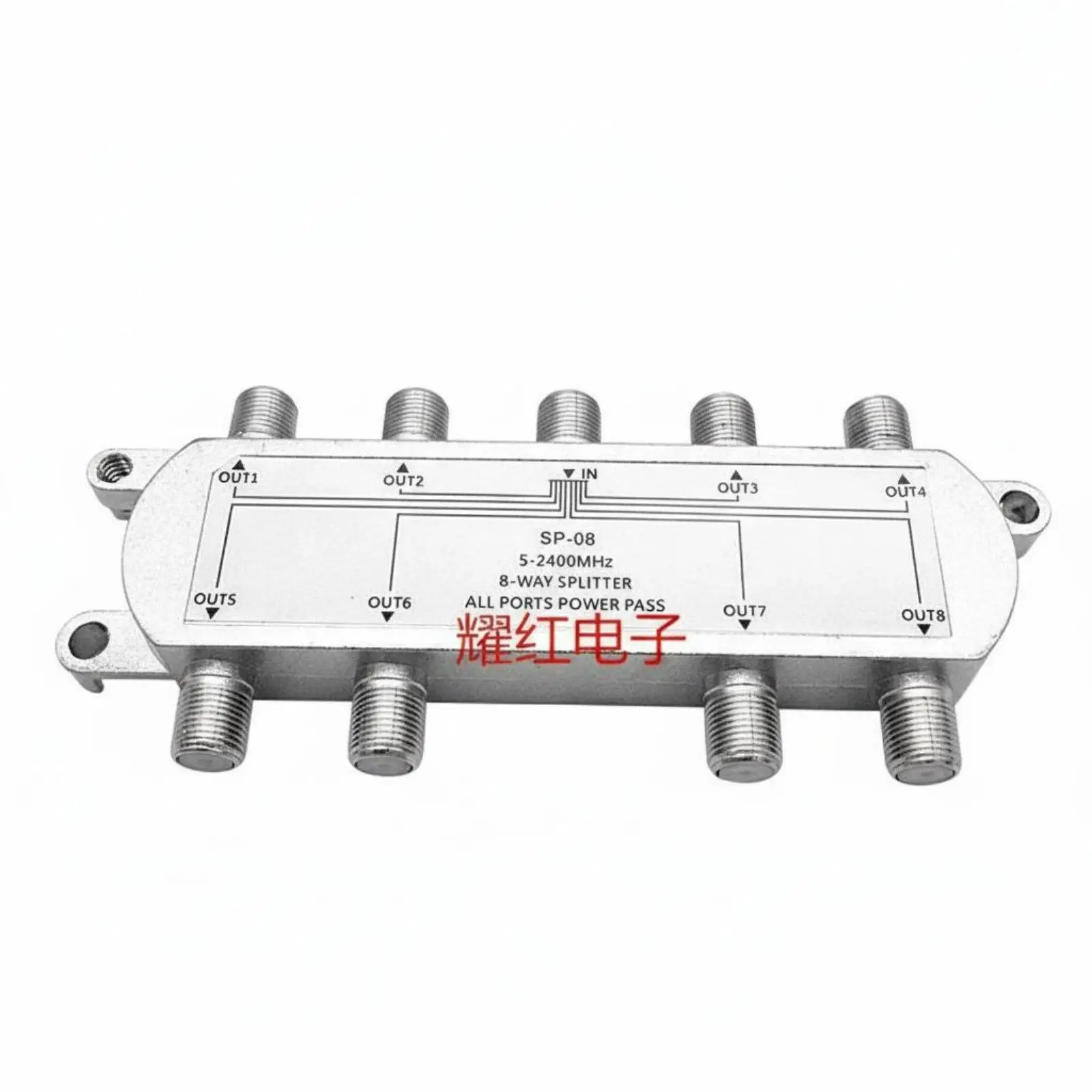 1-in 8-out TV Transmission Splitter Low Insertion Loss 8-Port F-Connector Type