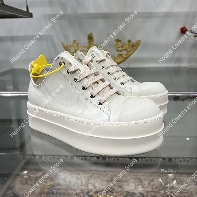 Ro homens mulheres de baixa qualidade superior sapatos casuais plataforma verão couro genuíno rendas até apartamentos branco luxo designer tênis