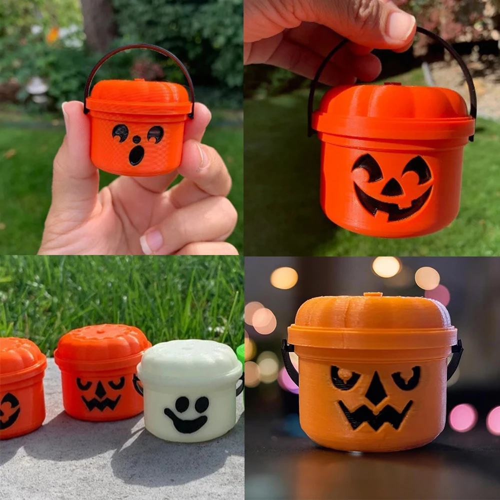 Spooky Mini Boo Bucket Figurines, Mini Halloween Nostalgia Bucket, Small Halloween Buckets Bulk, Candy Bowl, Trick or Treat, Pla