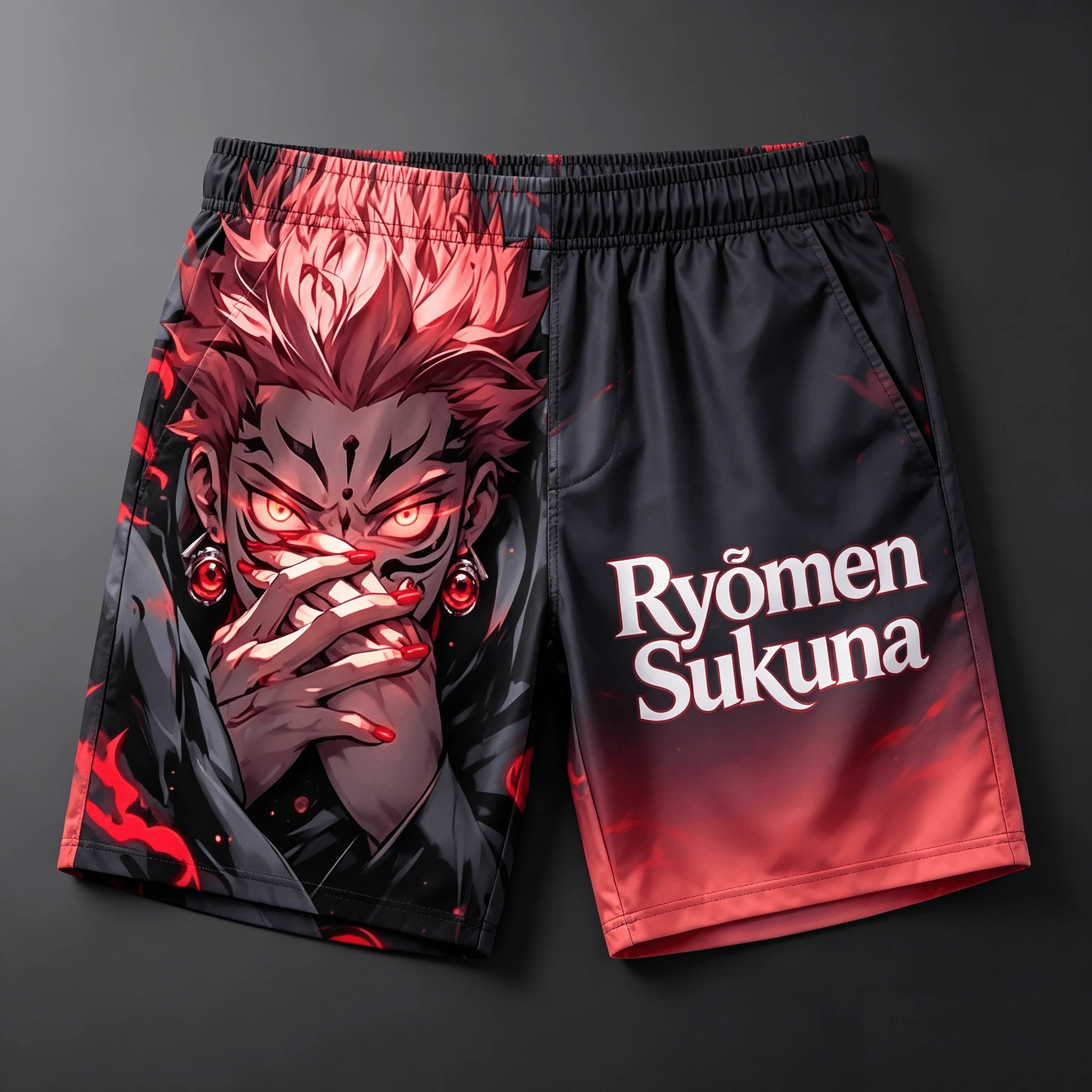 2026 Summer Jujutsu Kaisen Ryomen Sukuna Quick Dry Gym Shorts, Men's Unisex Anime Print Running Sports Board Casual Shorts