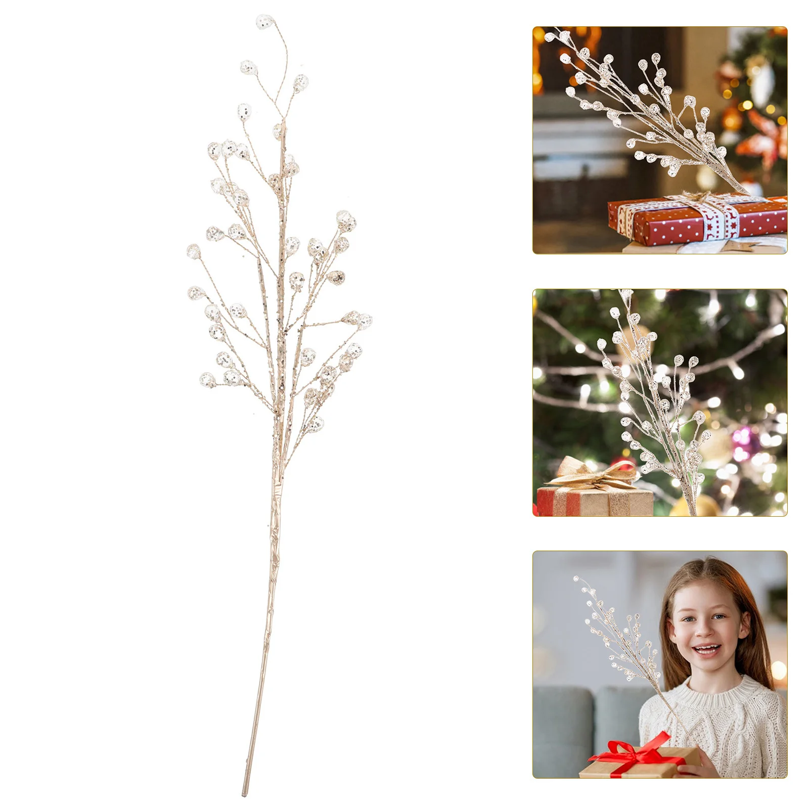 

Bead Branch Tree for Christmas Decoration Acrylic Drop Stem Artificial Floral Branches Holiday Window Display Table Centerpiece