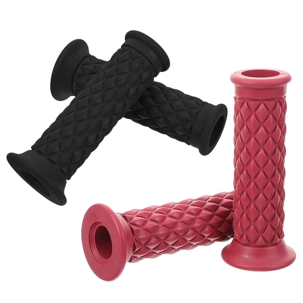 

4 Pcs Handbar Grips Rubber Black Red Universal Retro Style Motorcycle Handlebar Grip Replacement Waterproof Accessories