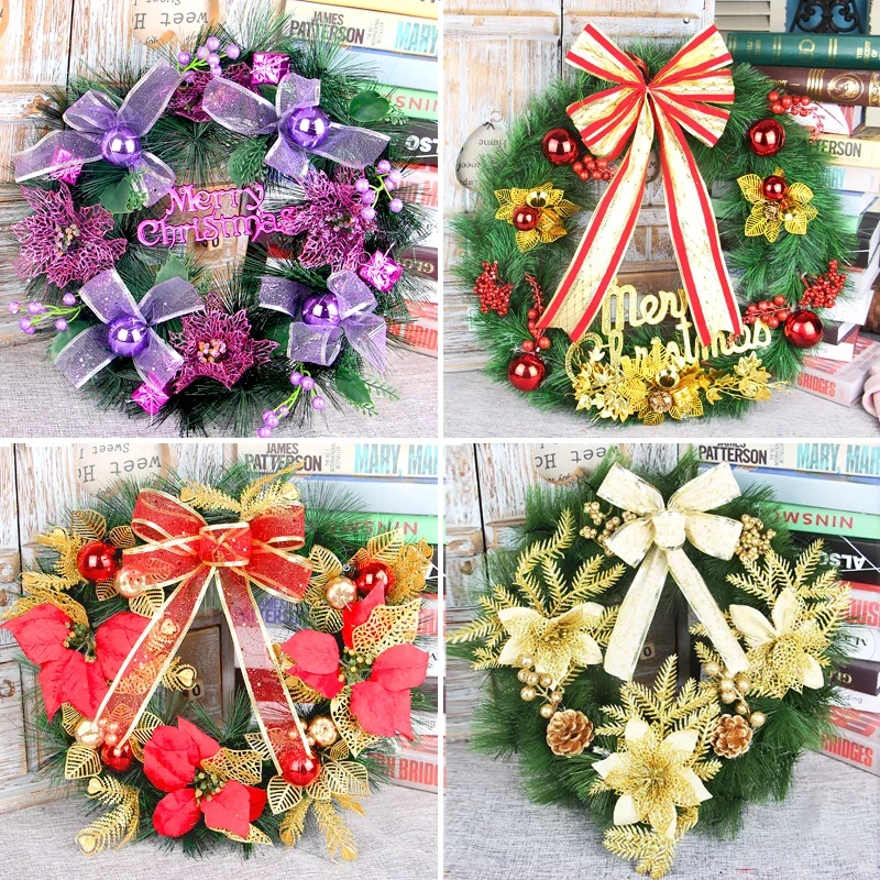 

Christmas wreath, New Year decorations, door hanging, hotel ornaments, Christmas tree, bowknot, rattan, mall ornaments