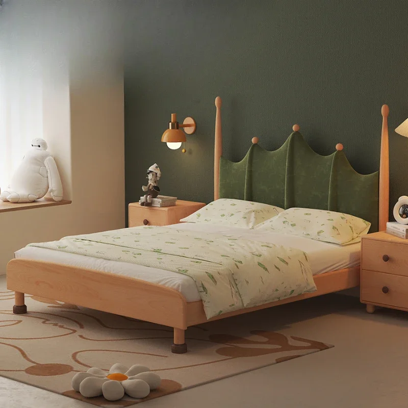 Solid wood children's bed boy single bed girl room log princess bed Nordic wind 1.5 meters boy soft