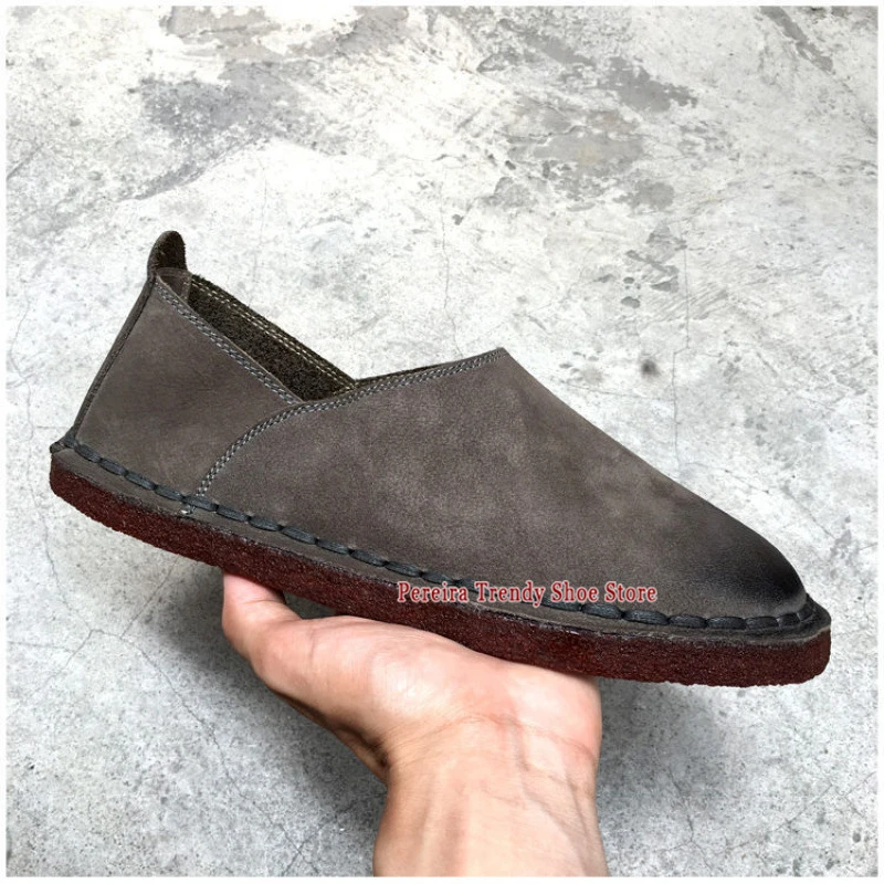 British Genuine Leather Soft Sole Men's Shoes Summer Breathable Comfortable Handmade Casual Shoes Fashion Versatile Loafers