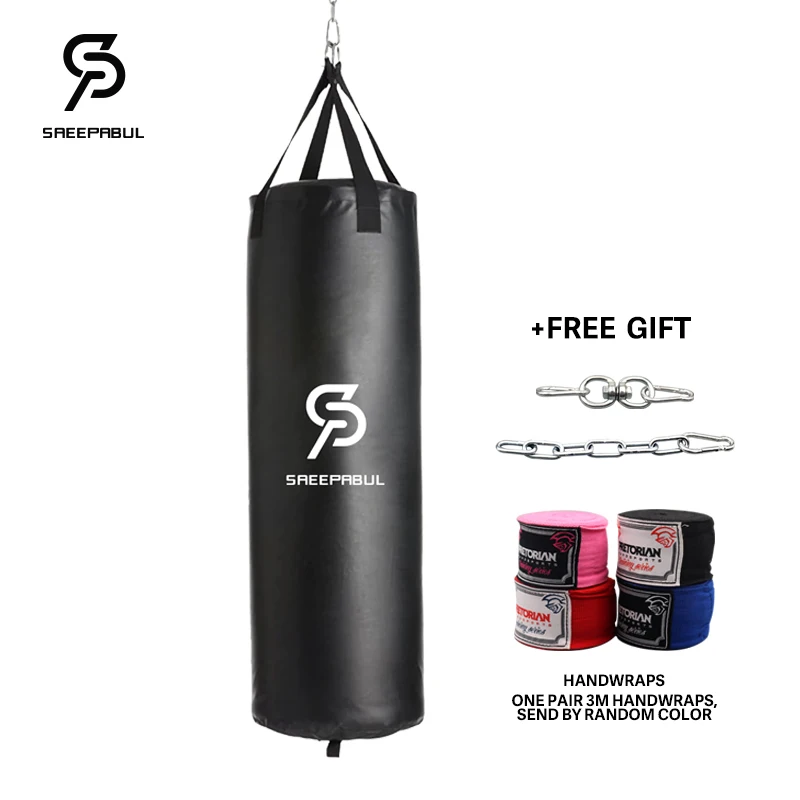 Adult Kid Empty Boxing Sand Bag Hanging Kick Sandbag Boxing Training Fight Karate Punching Bag Heavy Duty with Handwraps Gift