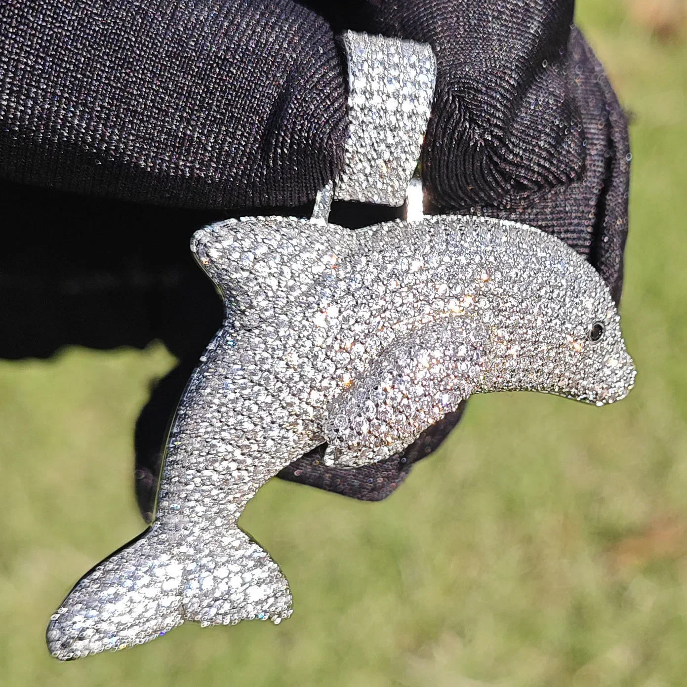 

Hip Hop 5A+ CZ Stone Paved Bling Ice Out Dolphin Pendants Necklaces for Men Rapper Jewelry Blue Gold Silver Color