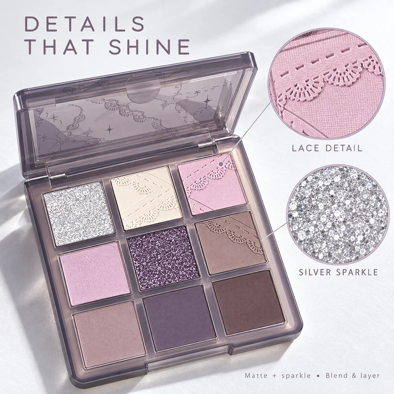 K'APEINE 9 Colors Smoky Lilac Eyeshadow Palette Purple Glitter Shimmer Matte Eye Shadow Makeup High Pigment Blendable Cool Toned gallery 4