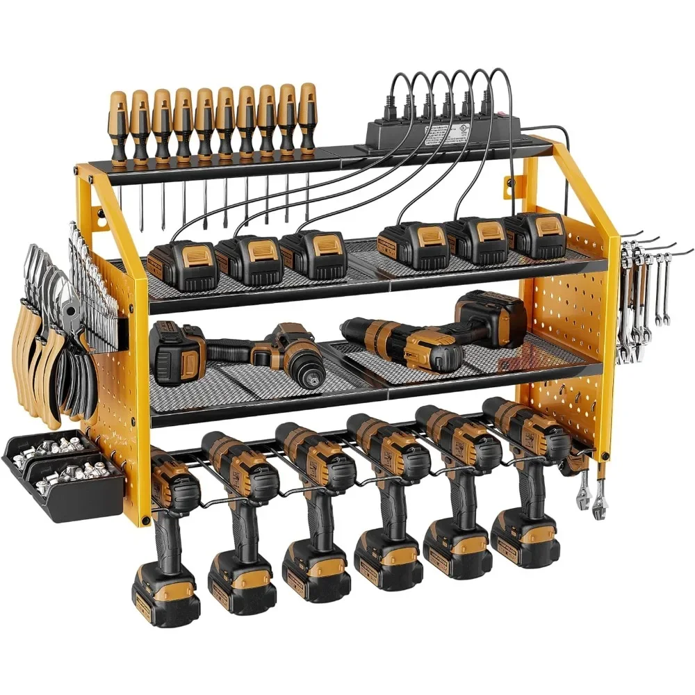 for LBT Power Tool Organizer with Charging Station. Patented, Drill Storage Rack Wall Mount, Heavy Duty Steel, 6 Drill Storage