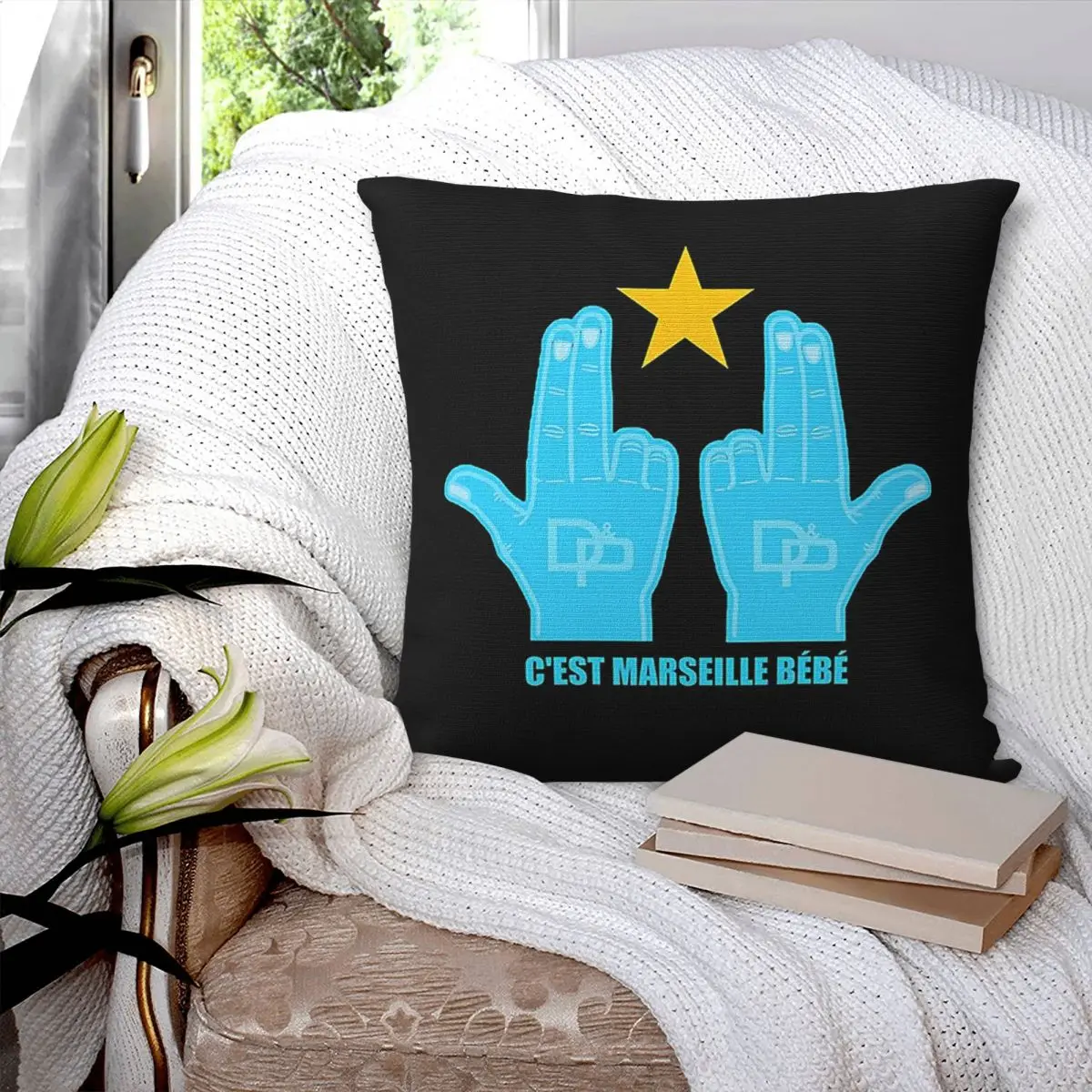 Funda de almohada cuadrada C'est Marseille Bebe JUL, funda de almohada con cremallera, cojín decorativo cómodo para el hogar y la sala de estar