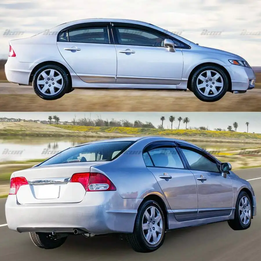 4PCS Window Visors Compatible With Honda Civic Sedan 2006–2011, Smoke Acrylic Rain Guards Car Accessories view 3