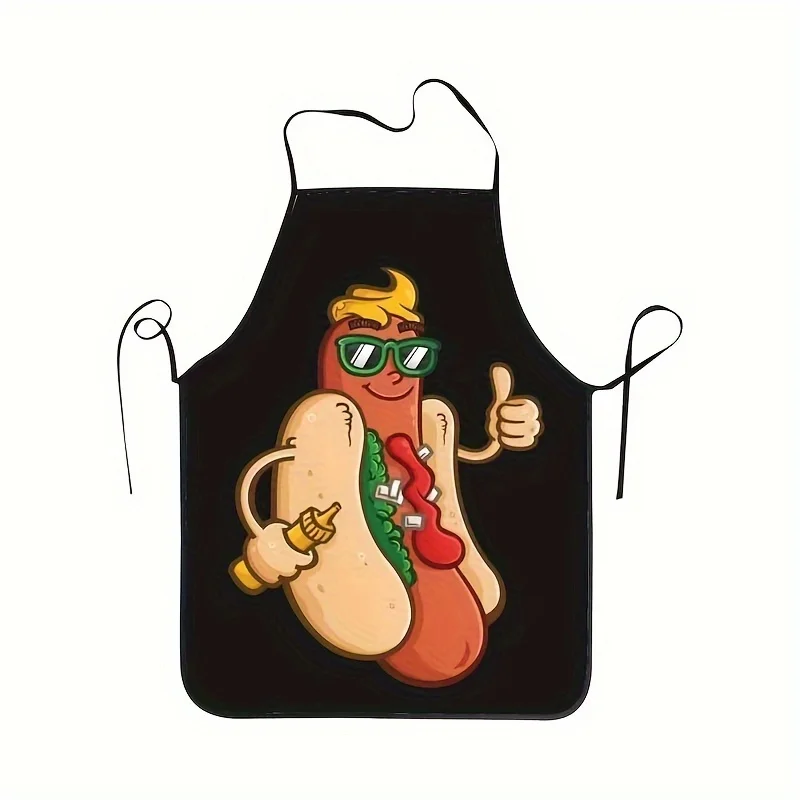 Creative Hot Dog Printed Apron, Thickened Cute Waist Apron, Fashion Housework Kitchen Household Workwear, Kitchen Supplies