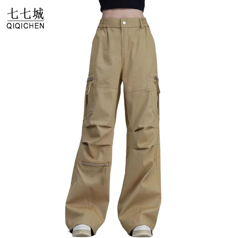 

Vintage Cargo Pants Men 100% Cotton Multiple Pocket Zipper Wide Leg Joggers Pants Women Fashion Casual Loose Trousers Streetwear