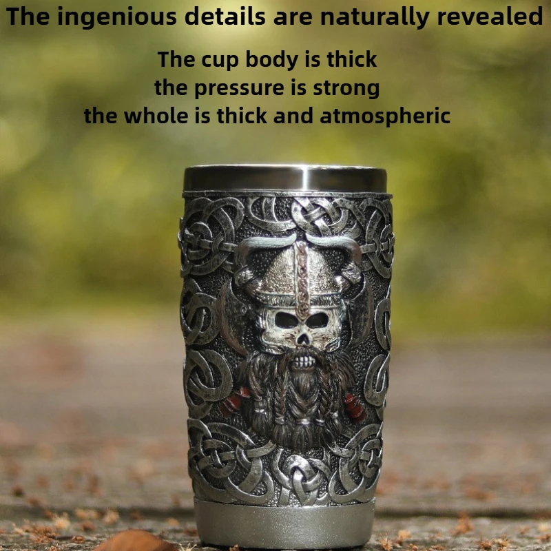 Unique Viking Skull Retro Beer Mug, Medieval Viking Pirate Mug, Bar Glass, Handcrafted.