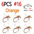 6PCS Orange Sz 16