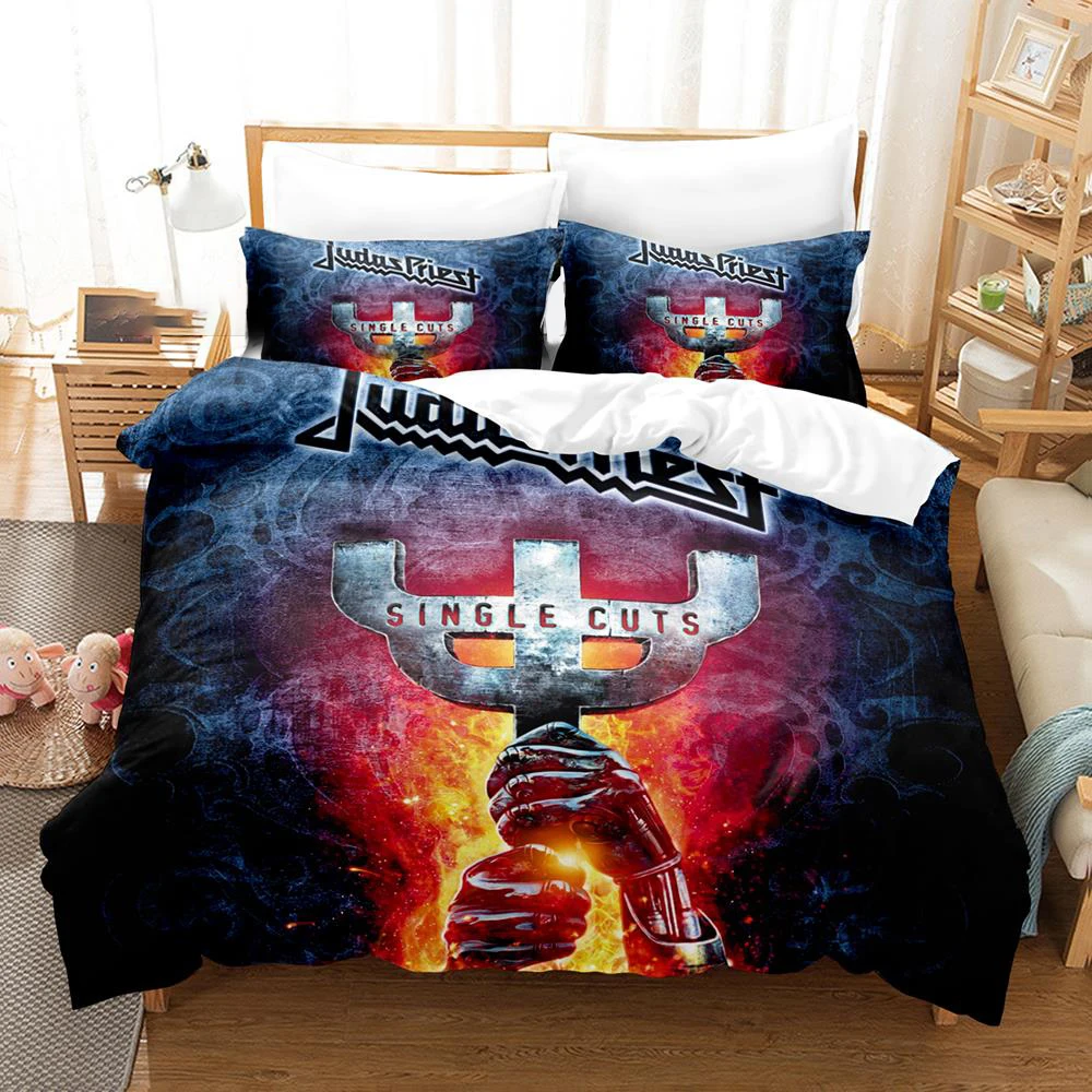 Imagem -03 - Judas Priest3d Conjunto de Cama Impresso para Crianças e Adultos Capa de Edredão Fronha Gêmeo Queen Size Meninos Meninas Têxteis-lar Moda