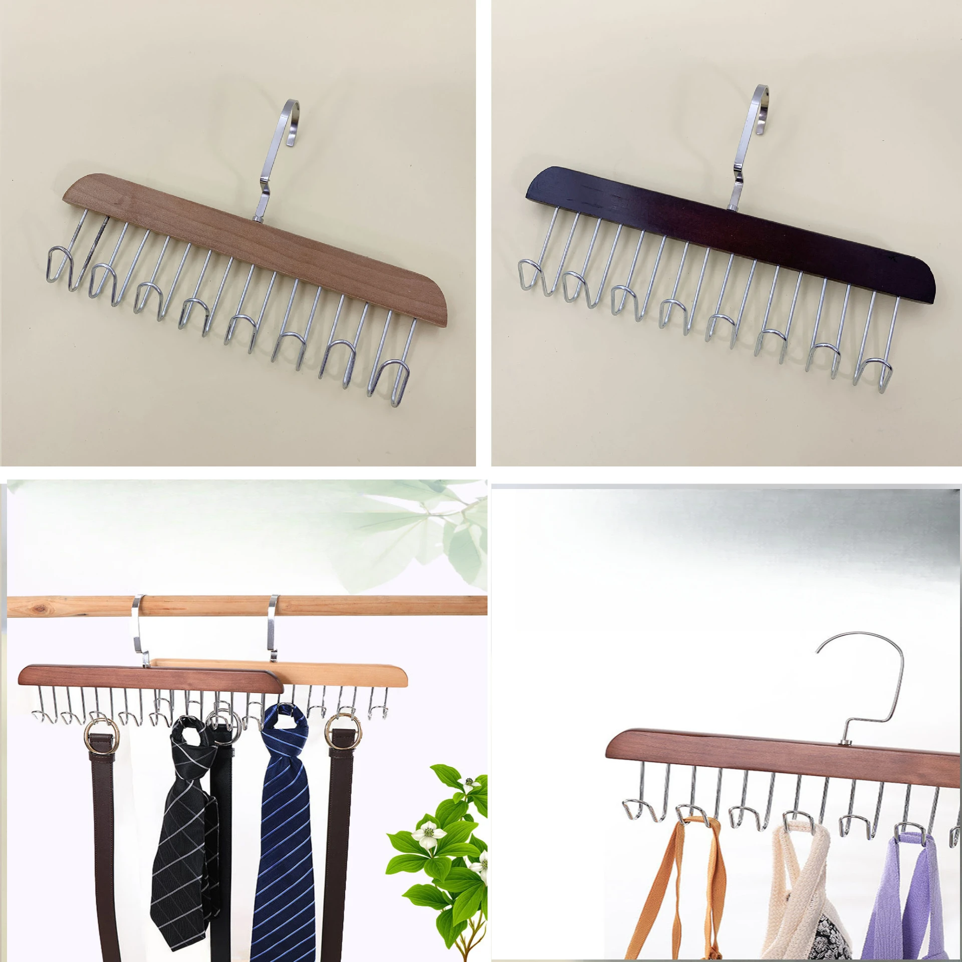 

Multifunctional wooden hanger drying rack