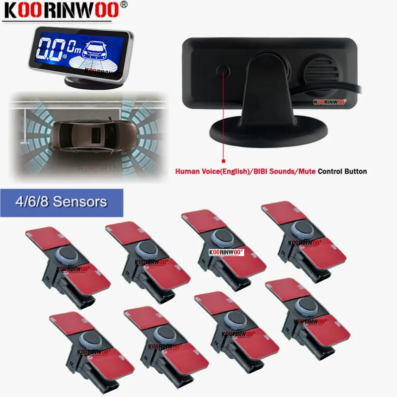 

Koorinwoo ультразвуковой ЖК-экран автомобильный датчик парковки 4/6/8 радары передний задний зуммер обратный парктроник детектор сигнализации серебристый черный
