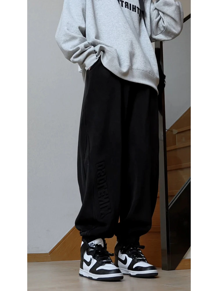 

Двусторонние утепленные мужские осенне-зимние спортивные брюки с манжетами в стиле хип-хоп для подростков, молодежные, повседневные, стильные