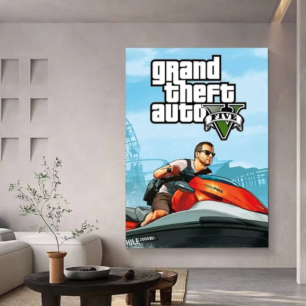 ملصق لعبة Grand Theft-Auto GTA-V ملصقات لاصقة مقاومة للماء ملصق ورقي للمقهى وبار ديكور المنزل #6