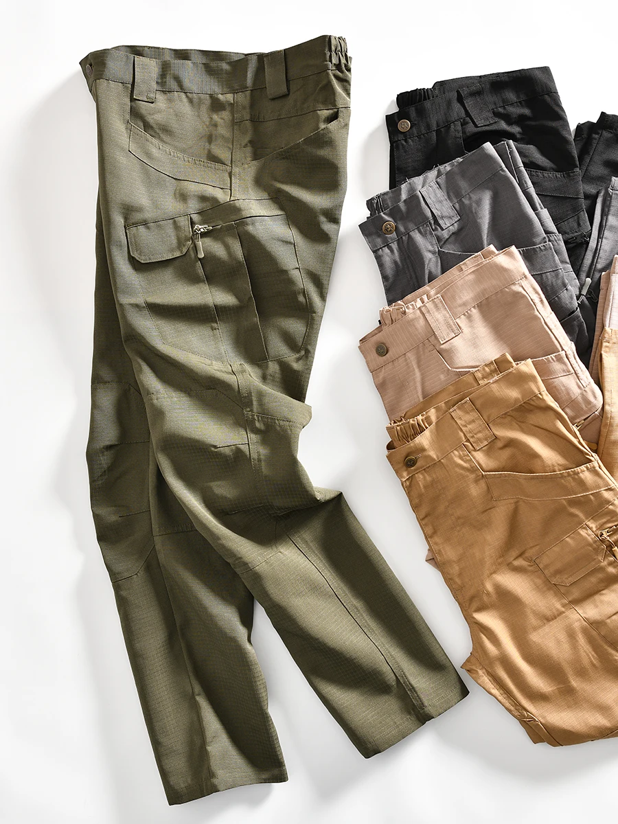 Men's Outdoor Tactical Waterproof Breathable Quick Dry Workwear Casual Pants Fashionable Urban Style Straight Leg Length