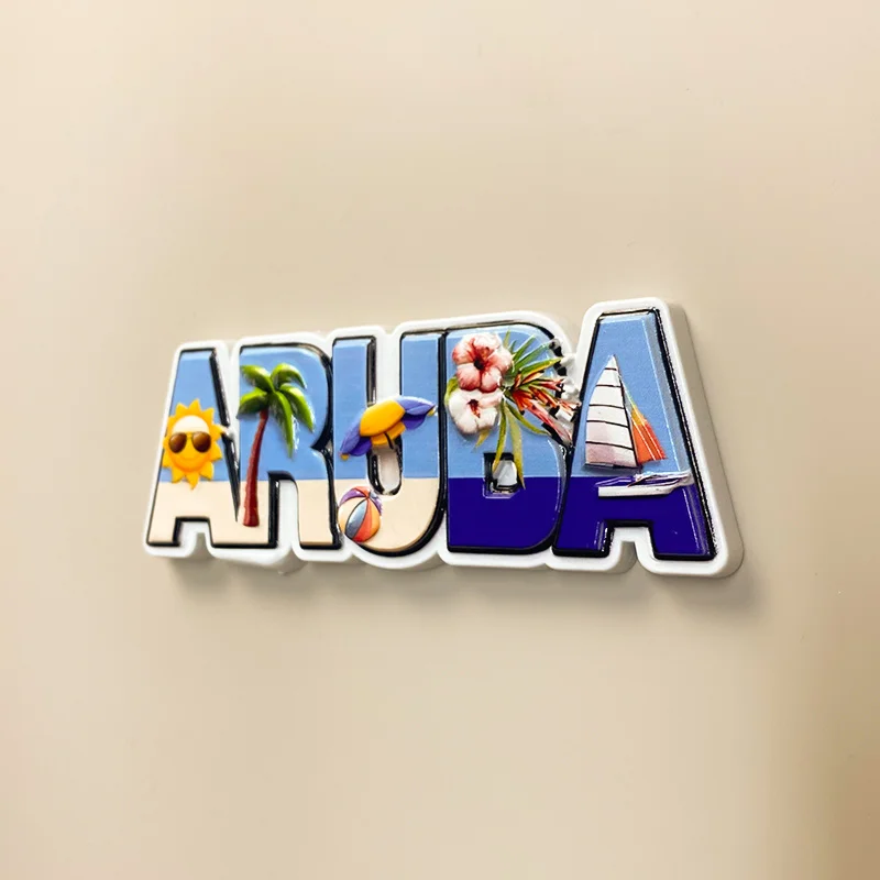 1 قطعة، جزيرة أروبا ديكور المنزل رسالة ثلاثية الأبعاد رسمت مغناطيس الثلاجة البحر الكاريبي العالم السفر تذكارية #4