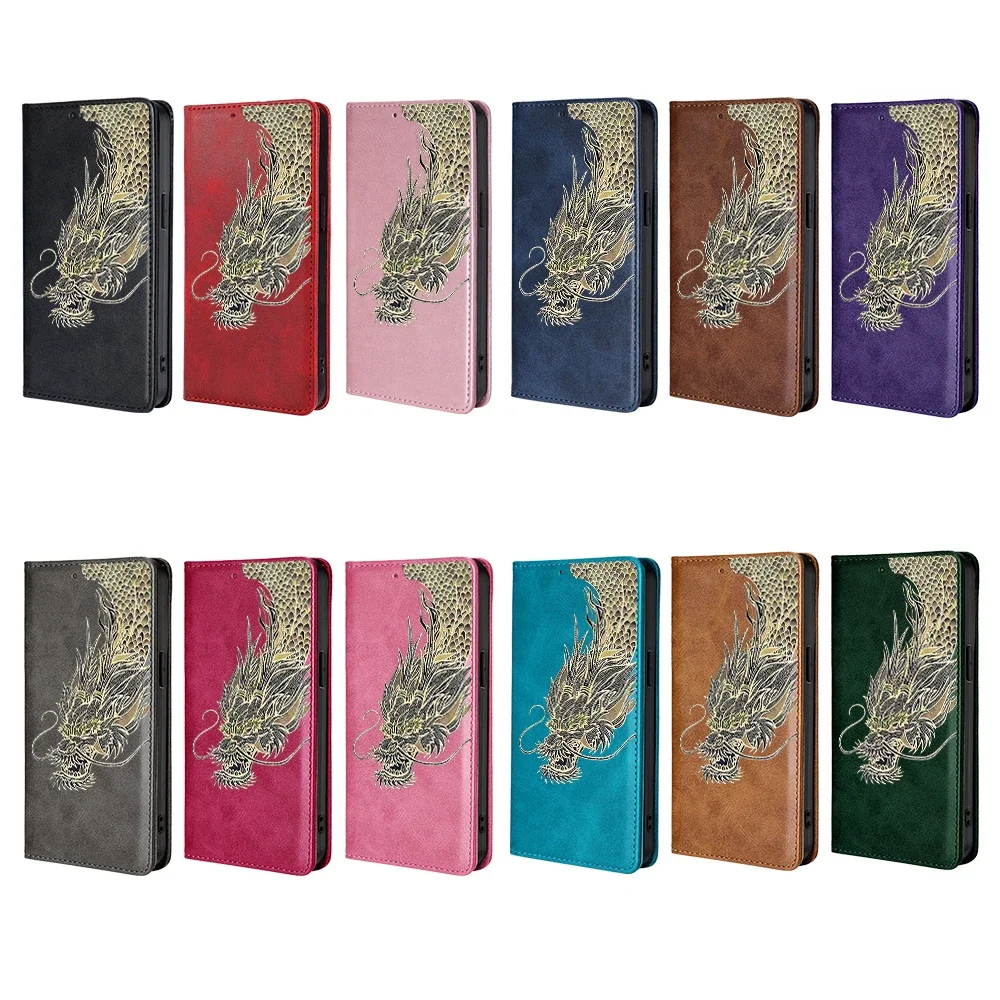 محفظة جلدية بنمط التنين المغناطيسي لهاتف Xiaomi 17 Pro Max Xiaomi 15 Ultra 14 14T 13 13T Pro أغطية جلد للأعمال