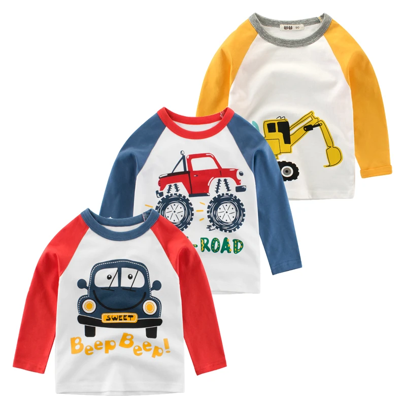 3PCS/Lot Kids T-shirt For Boys Long Sleeves Baby Boys Clothes 100% Cotton Cartoon Kids Sleep Wear Infant Children Clothing 2-7Y