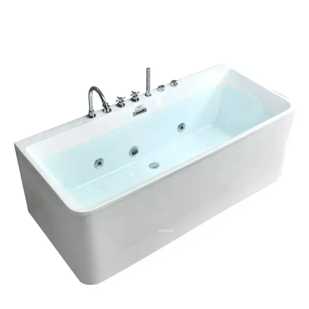 Modern Acrylic Massage Bathtub with Waterfall Faucet for Small Apartments, Ideal for Adults in Home Bathrooms