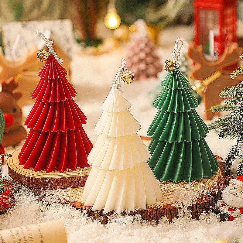 Best Christmas Tree Scented Candle with Bell Xmas Velas Decorativas Decoration 2024 Flameless Soywax Candles