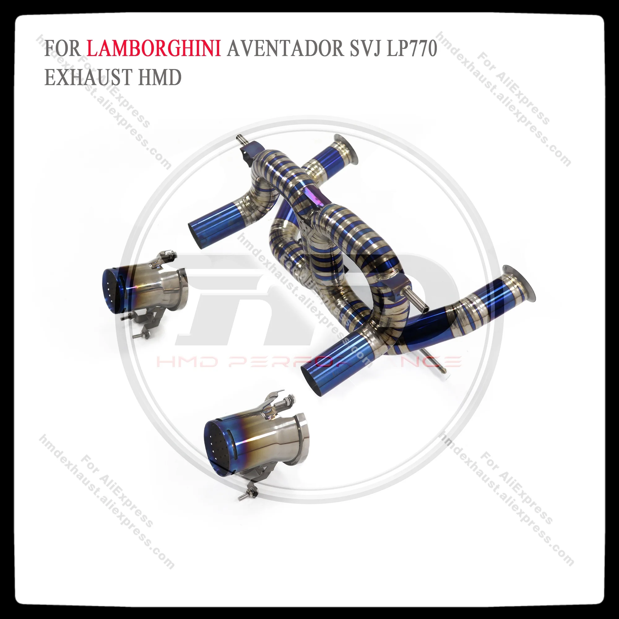 HMD Titanium Exhaust System Performance Catback for Lamborghini Aventador SVJ LP770 6.5L Without Valve With Ti Dual Tips