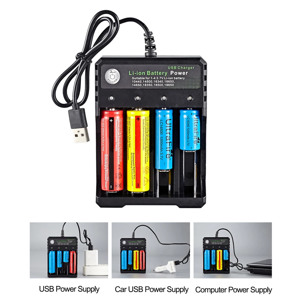 1/2/4 Slots 18650 Battery Charger USB DC 4.2V For 18650 26650 18350 16340 14500 18500 Li-ion Batteries AC Charger Adapter